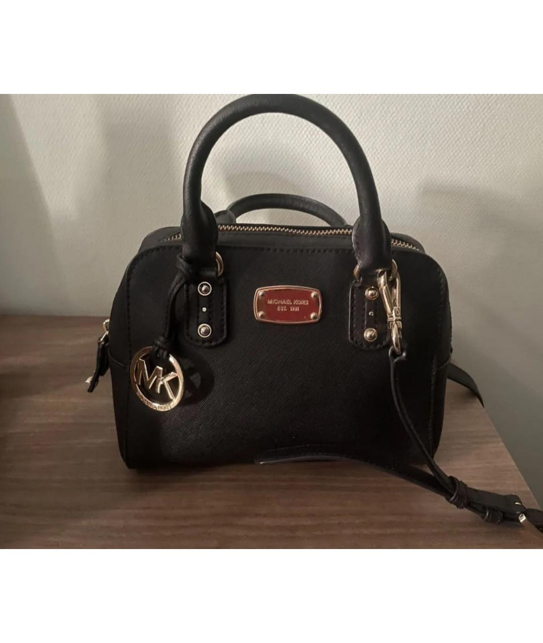 MICHAEL KORS Черная кожаная сумка с короткими ручками, фото 4