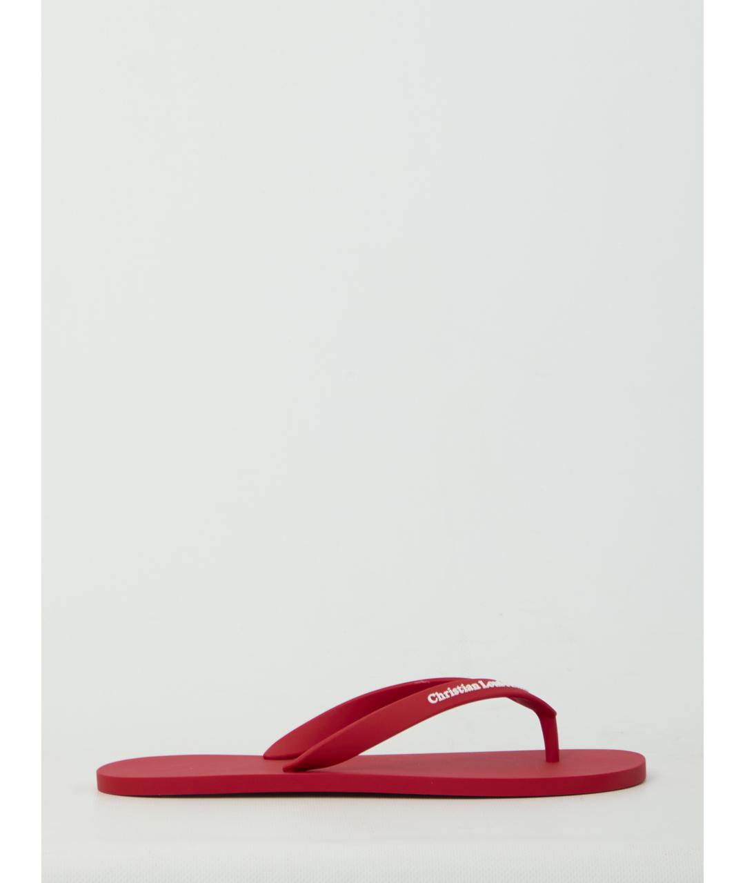CHRISTIAN LOUBOUTIN Красные резиновые шлепанцы, фото 6