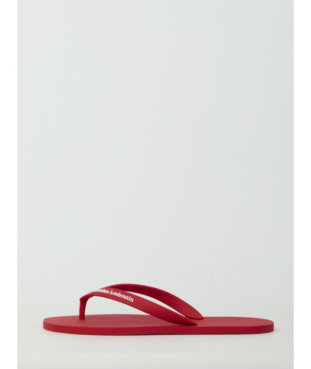 CHRISTIAN LOUBOUTIN Красные резиновые шлепанцы, фото 4
