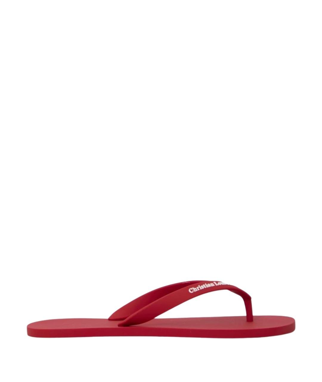 CHRISTIAN LOUBOUTIN Красные резиновые шлепанцы, фото 1