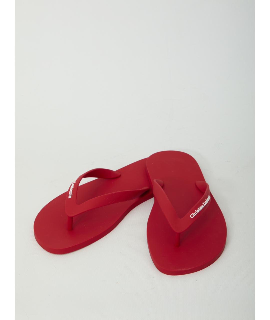 CHRISTIAN LOUBOUTIN Красные резиновые шлепанцы, фото 5