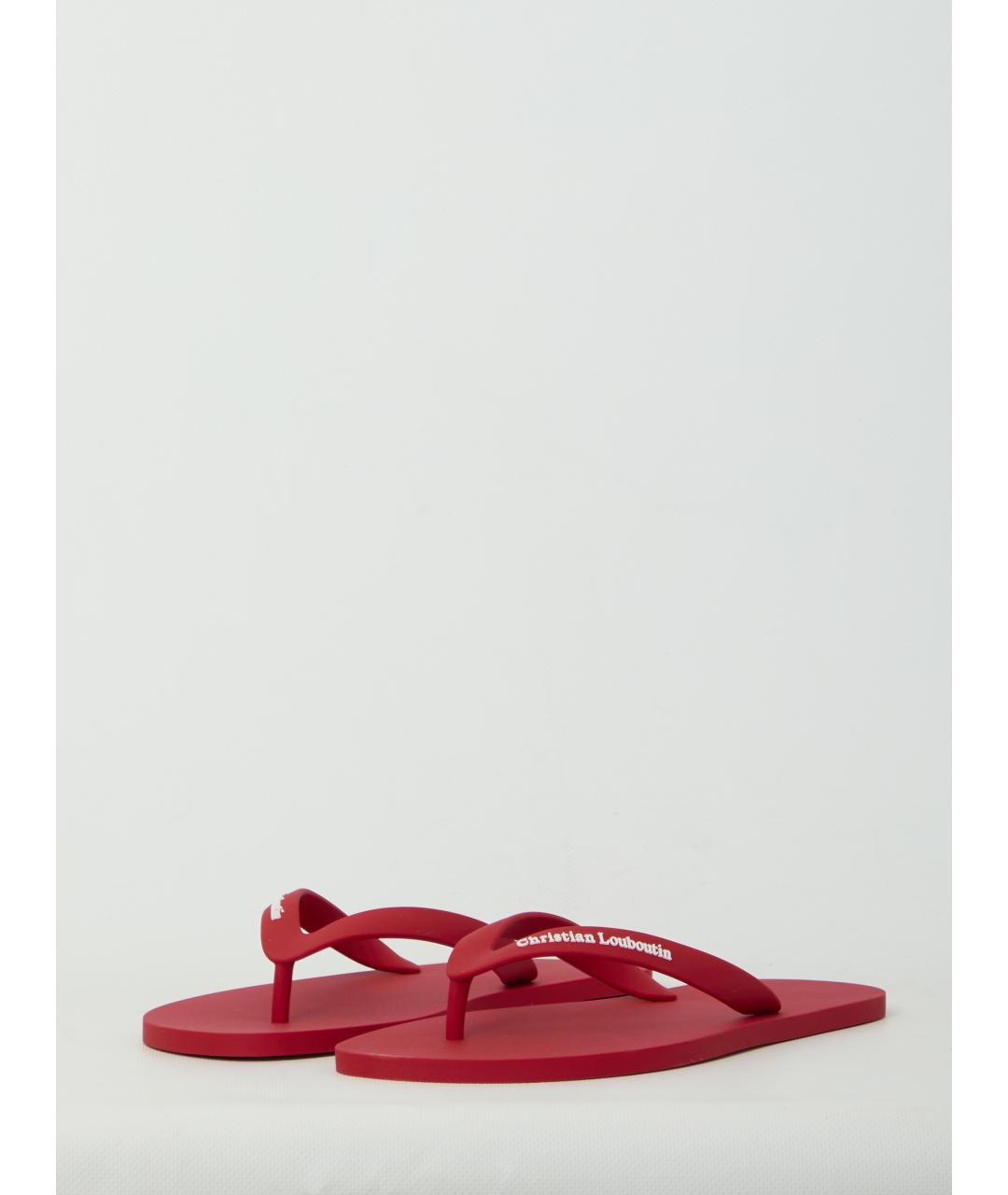CHRISTIAN LOUBOUTIN Красные резиновые шлепанцы, фото 2