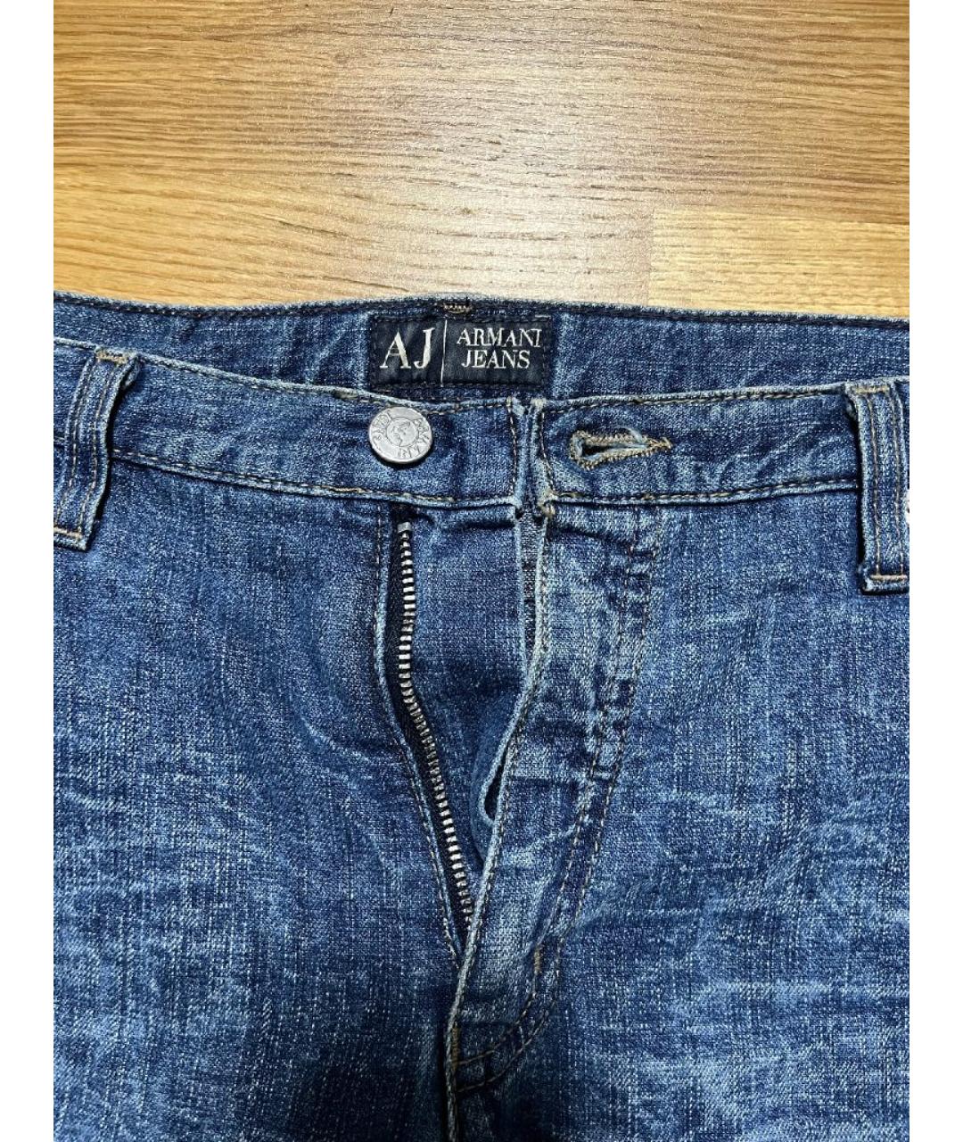 ARMANI JEANS Синие хлопковые прямые джинсы, фото 3