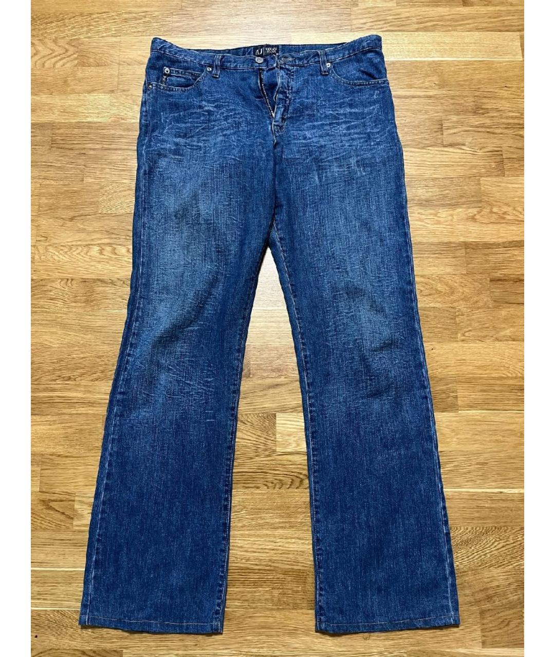 ARMANI JEANS Синие хлопковые прямые джинсы, фото 6