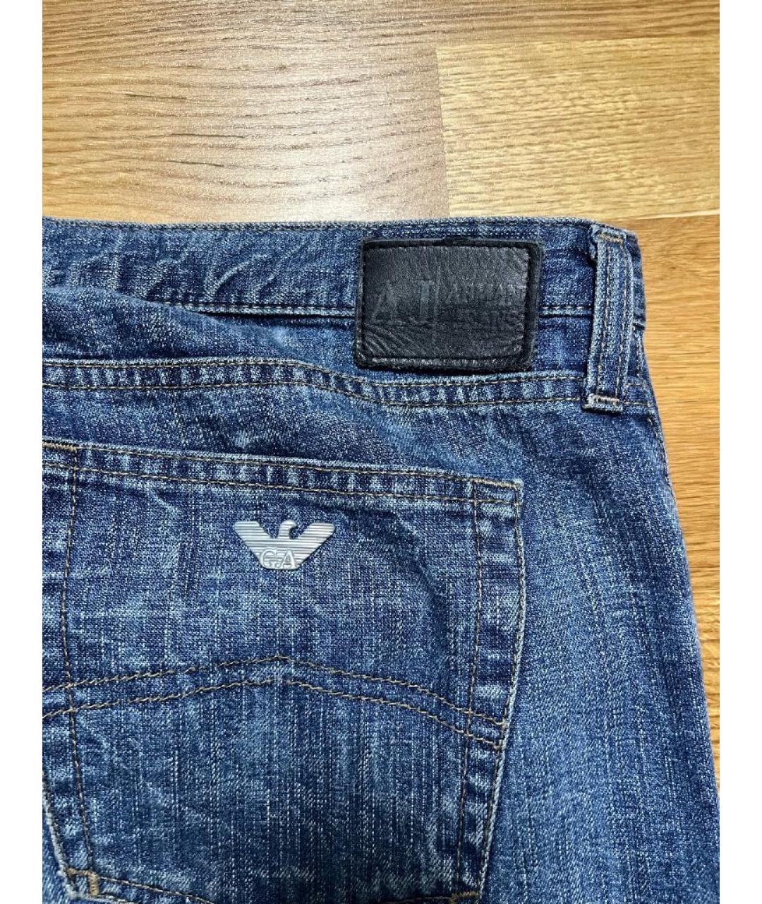 ARMANI JEANS Синие хлопковые прямые джинсы, фото 4