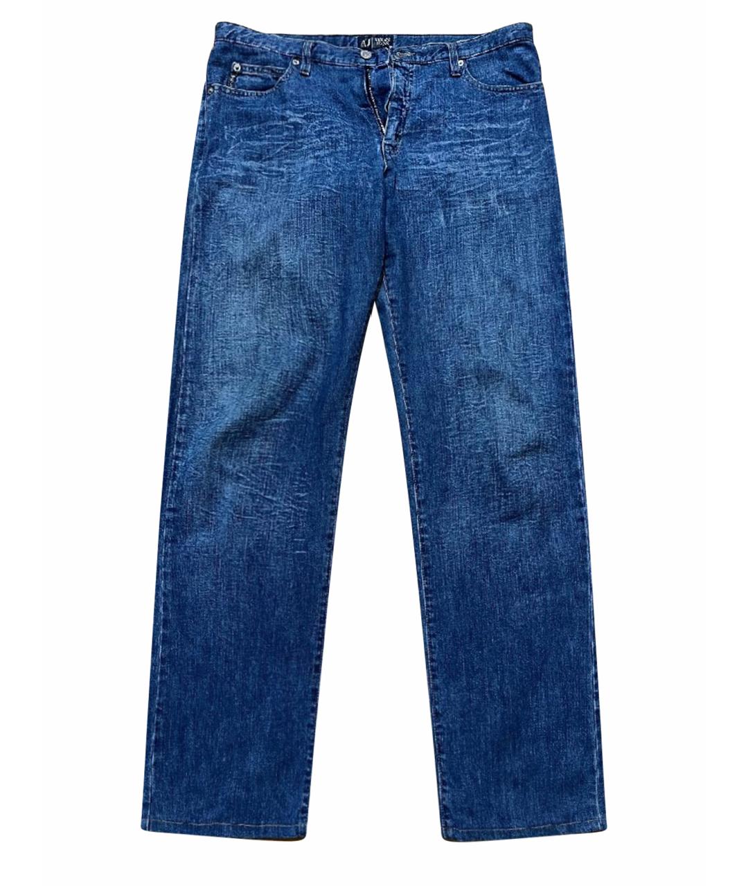ARMANI JEANS Синие хлопковые прямые джинсы, фото 1