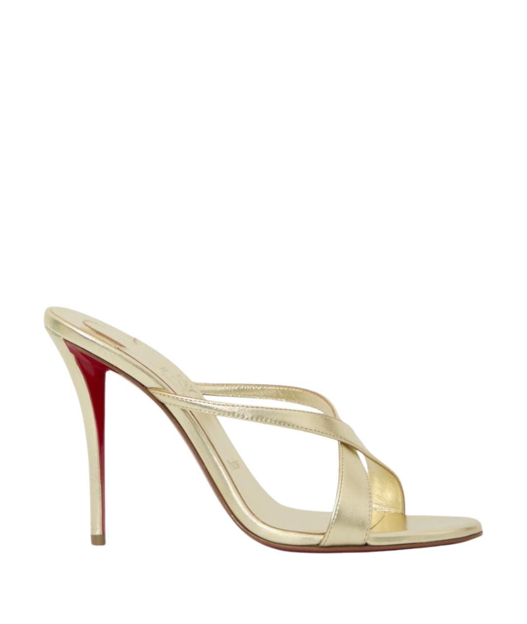 CHRISTIAN LOUBOUTIN Золотые кожаные мюли, фото 1