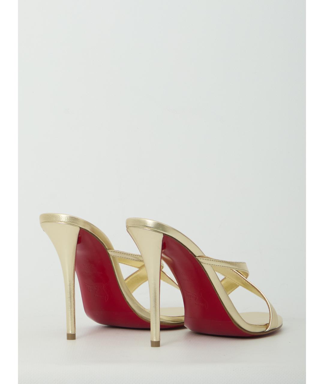 CHRISTIAN LOUBOUTIN Золотые кожаные мюли, фото 3