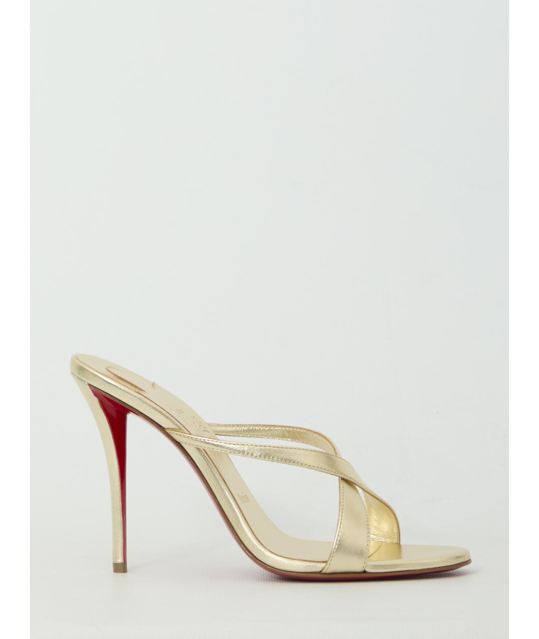 CHRISTIAN LOUBOUTIN Золотые кожаные мюли, фото 6