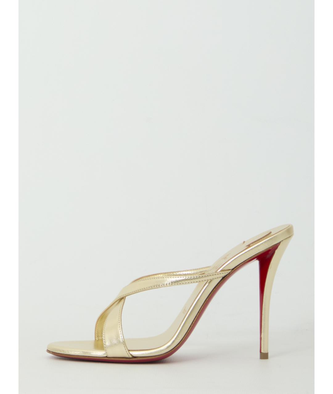 CHRISTIAN LOUBOUTIN Золотые кожаные мюли, фото 4