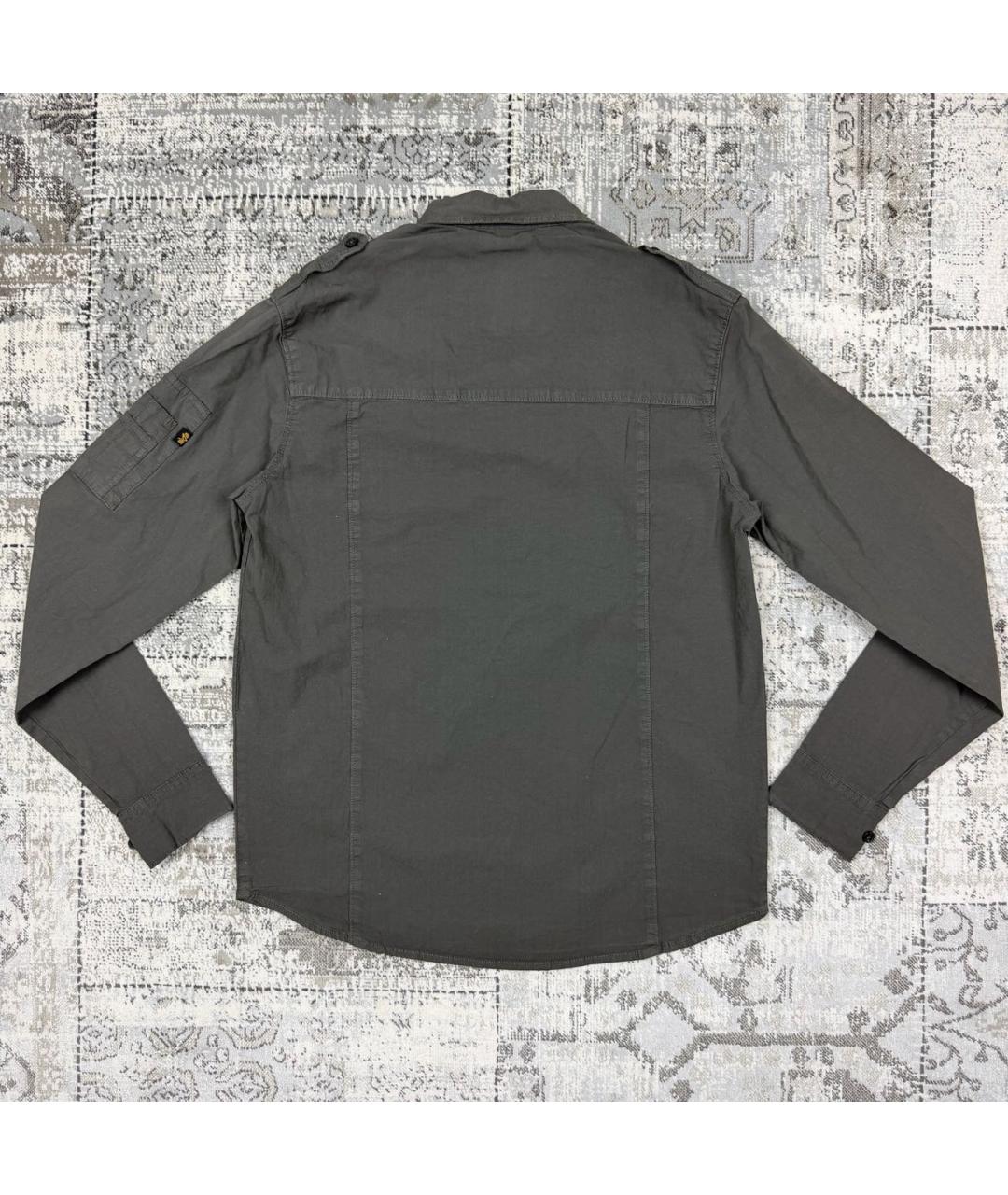 ALPHA INDUSTRIES Антрацитовая хлопковая кэжуал рубашка, фото 2