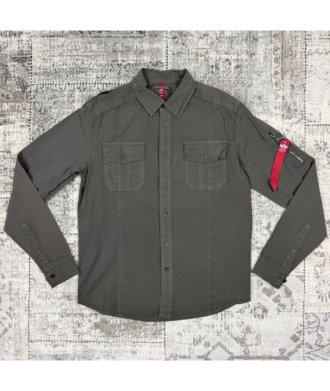 ALPHA INDUSTRIES Антрацитовая хлопковая кэжуал рубашка, фото 7