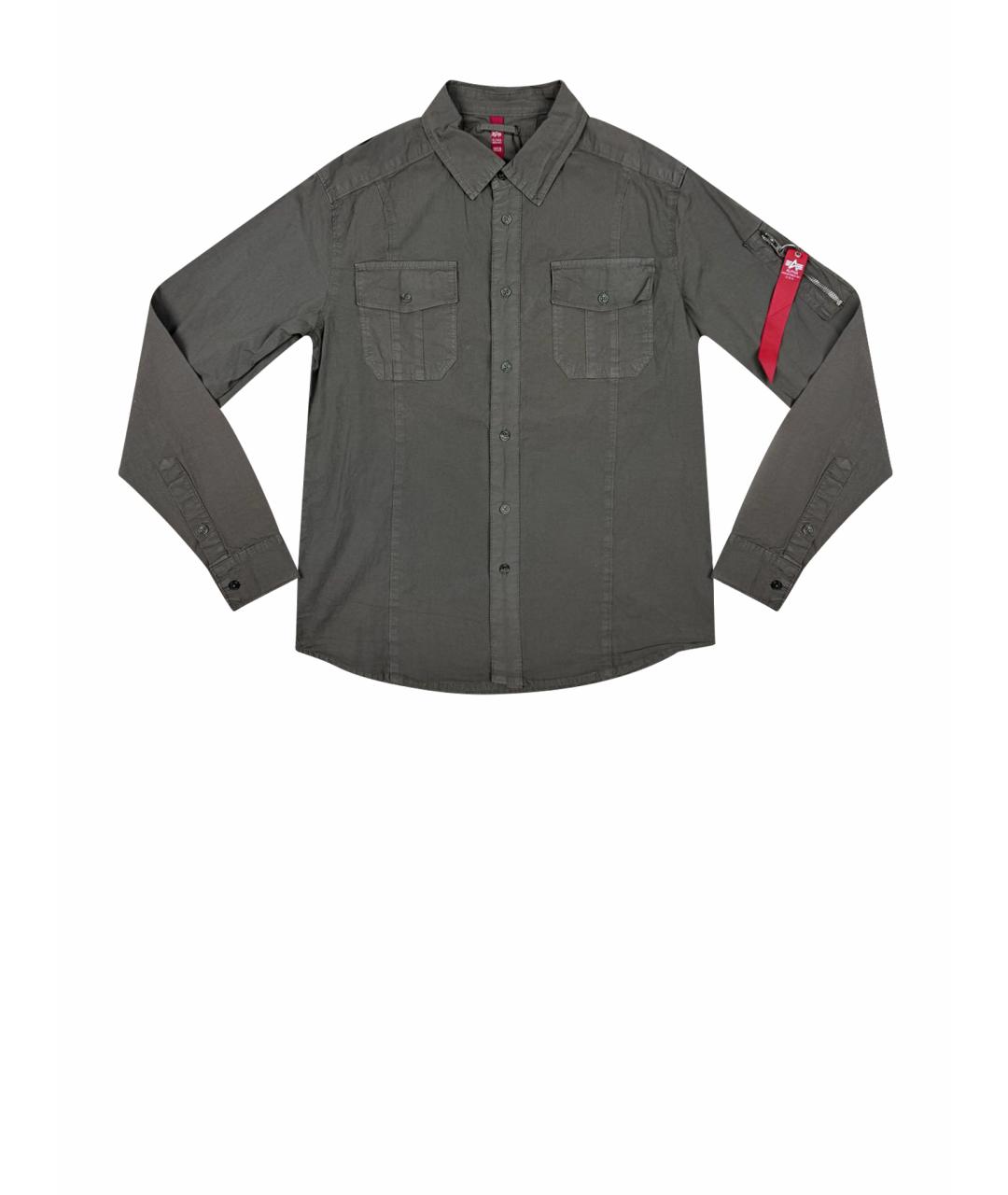 ALPHA INDUSTRIES Антрацитовая хлопковая кэжуал рубашка, фото 1