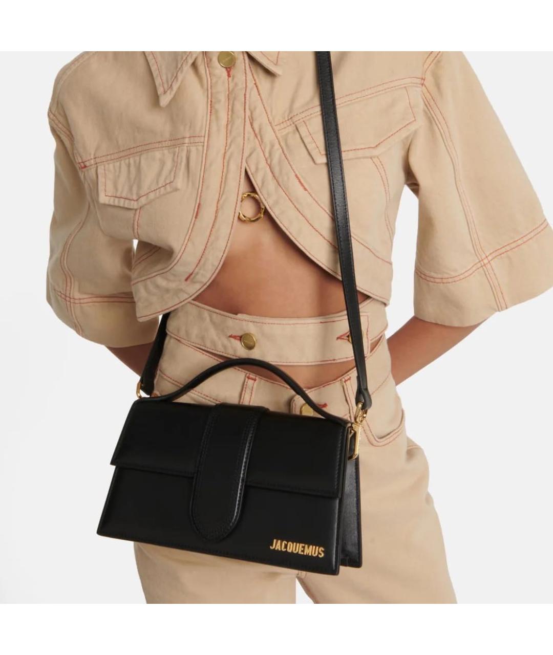 JACQUEMUS Черная кожаная сумка с короткими ручками, фото 7
