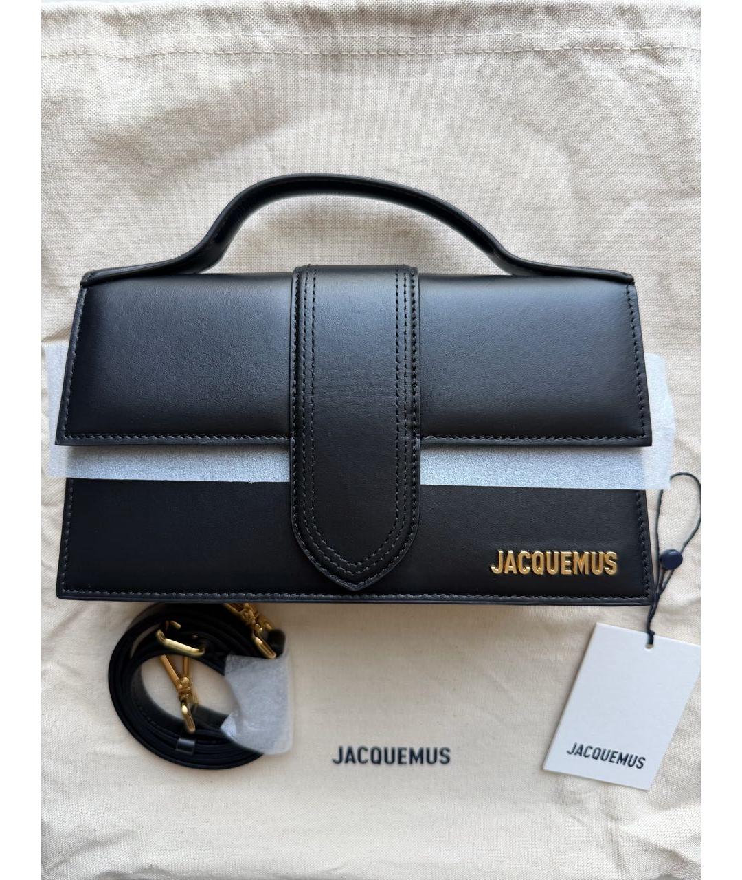 JACQUEMUS Черная кожаная сумка с короткими ручками, фото 2