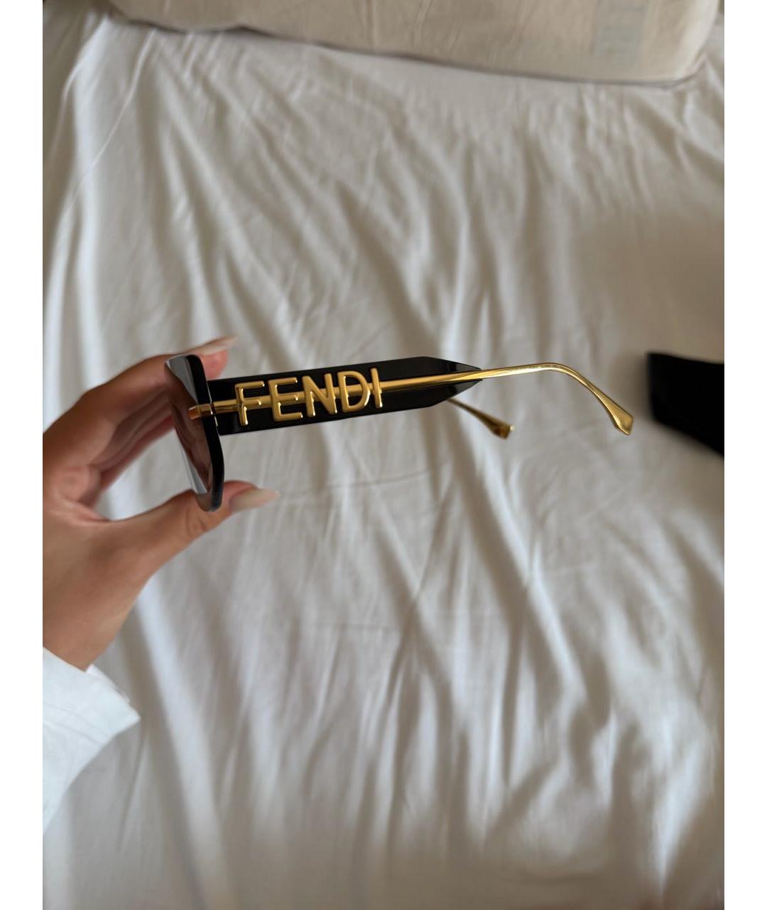 FENDI Черные пластиковые солнцезащитные очки, фото 6