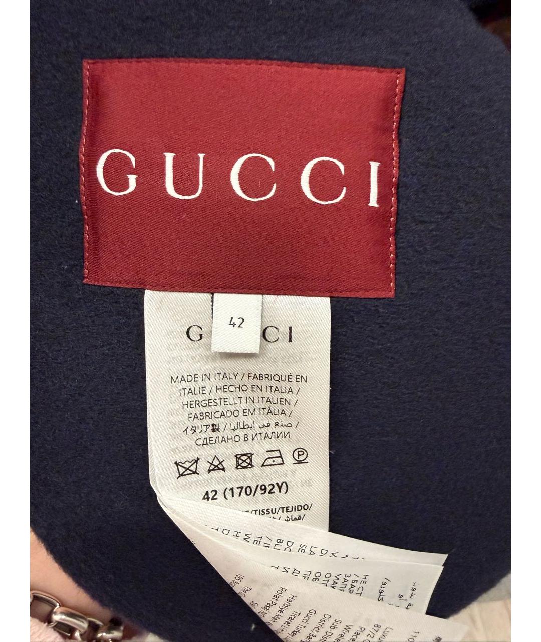 GUCCI Темно-синее шерстяное пальто, фото 6
