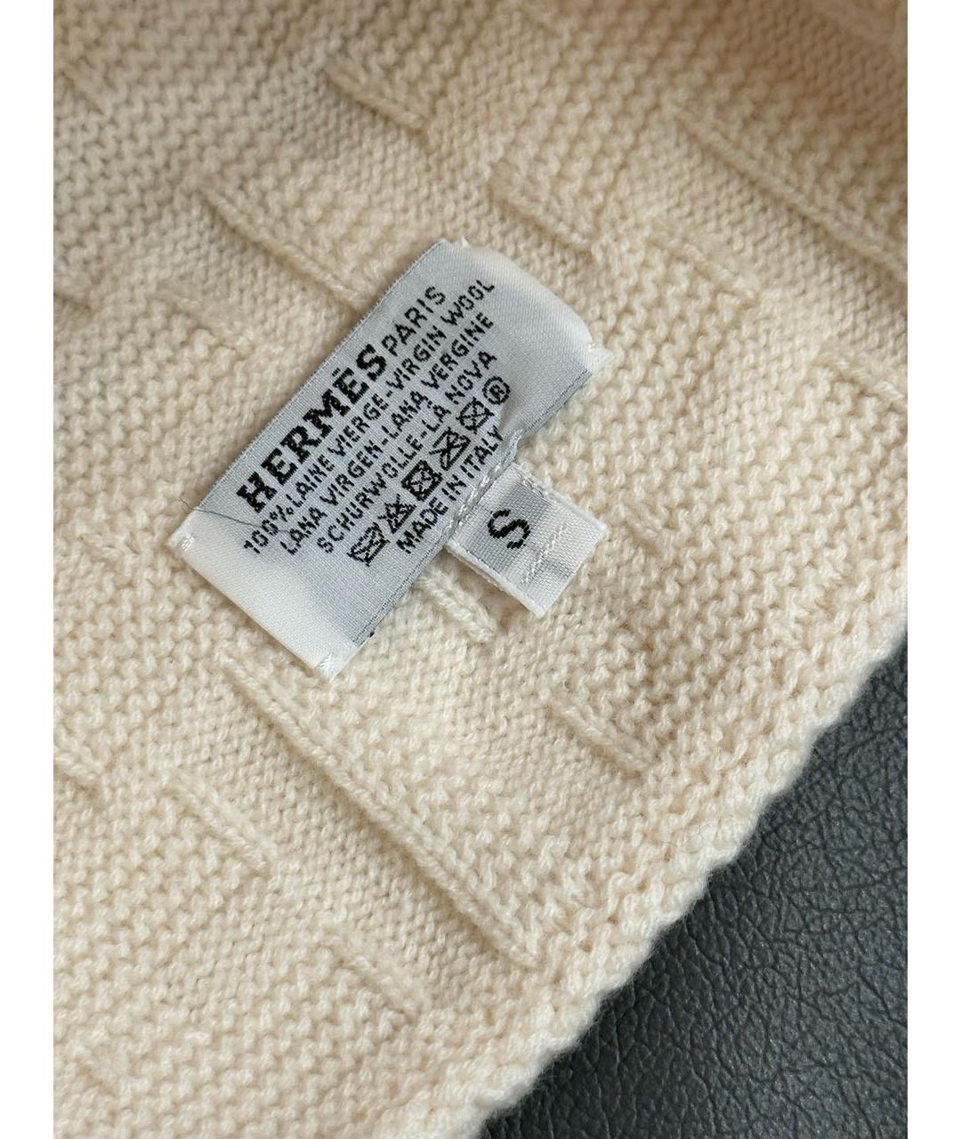 HERMES Бежевая шерстяная шапка, фото 6