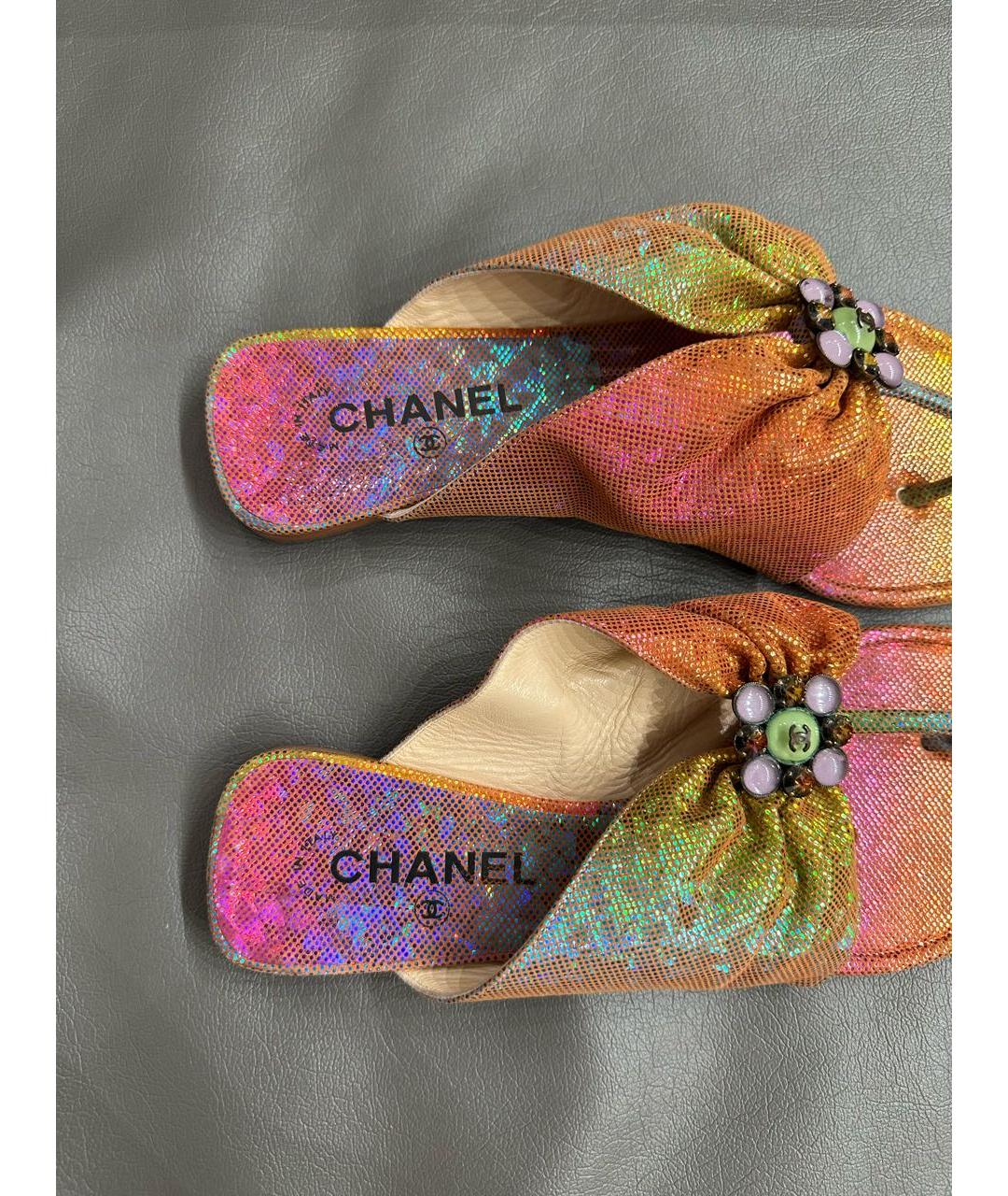CHANEL Мульти кожаные шлепанцы, фото 6