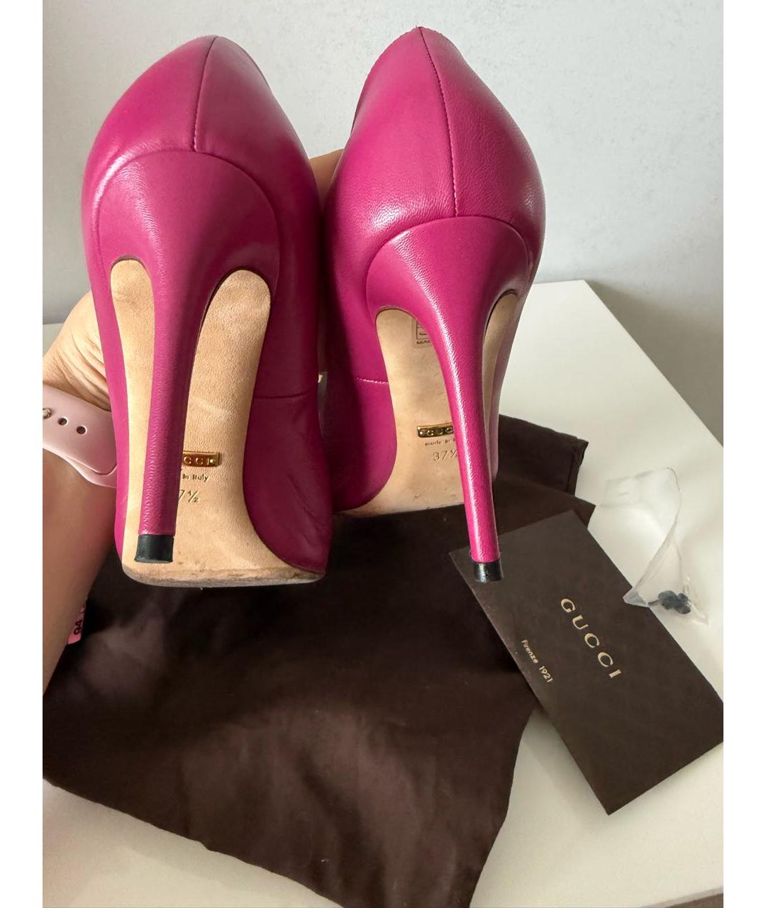 GUCCI Фуксия кожаные туфли, фото 5