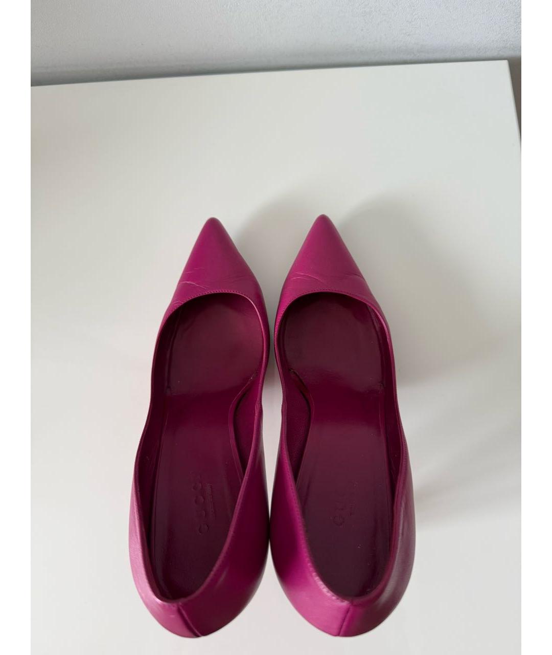 GUCCI Фуксия кожаные туфли, фото 3
