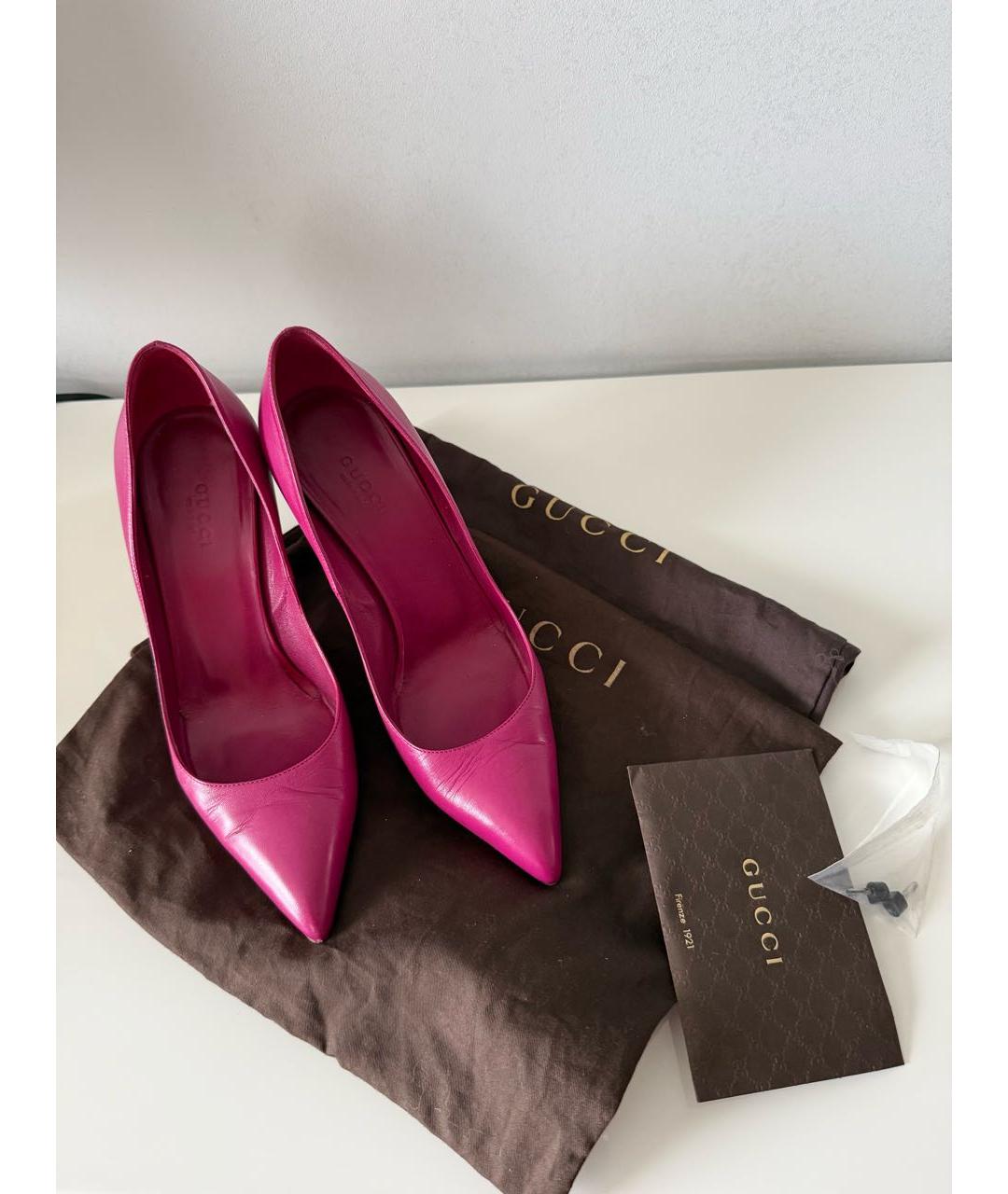 GUCCI Фуксия кожаные туфли, фото 6