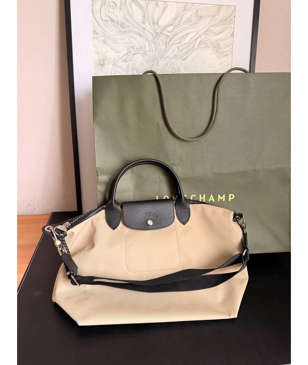LONGCHAMP Бежевая нейлоновая сумка тоут, фото 5