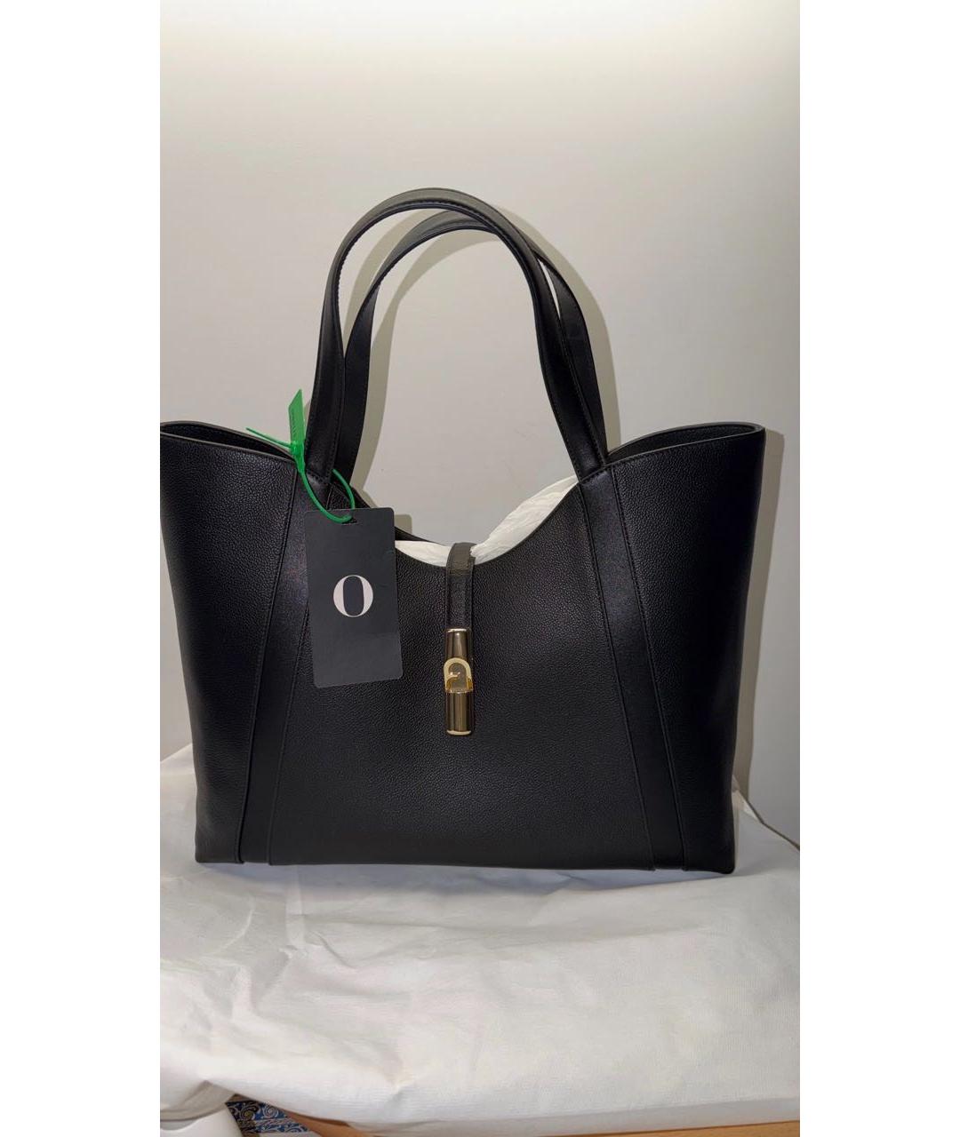 FURLA Черная кожаная сумка тоут, фото 6