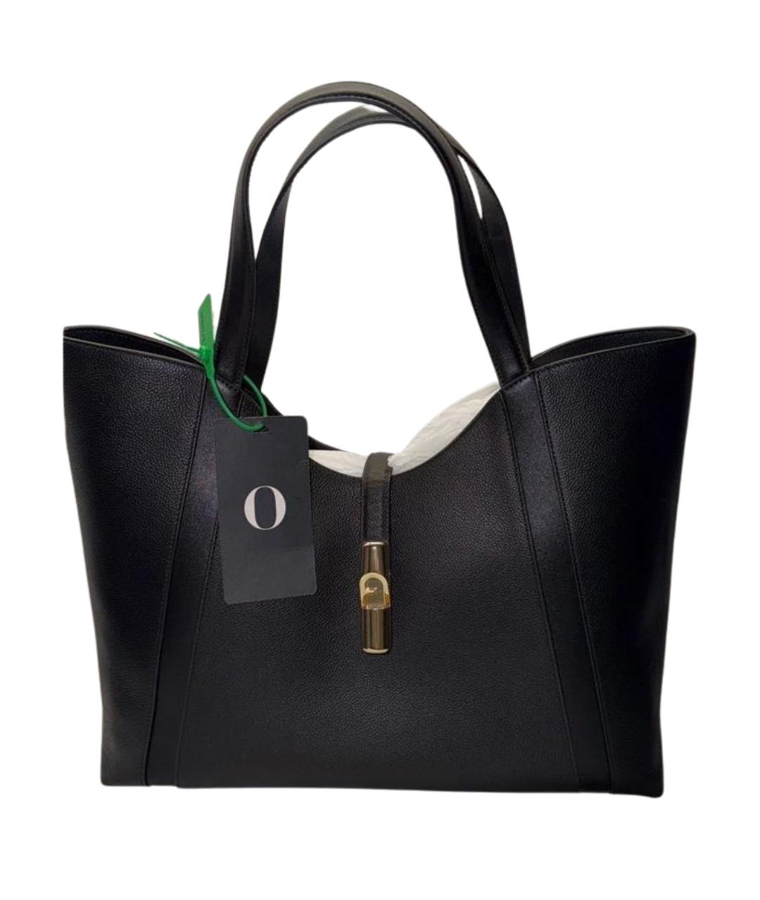 FURLA Черная кожаная сумка тоут, фото 1