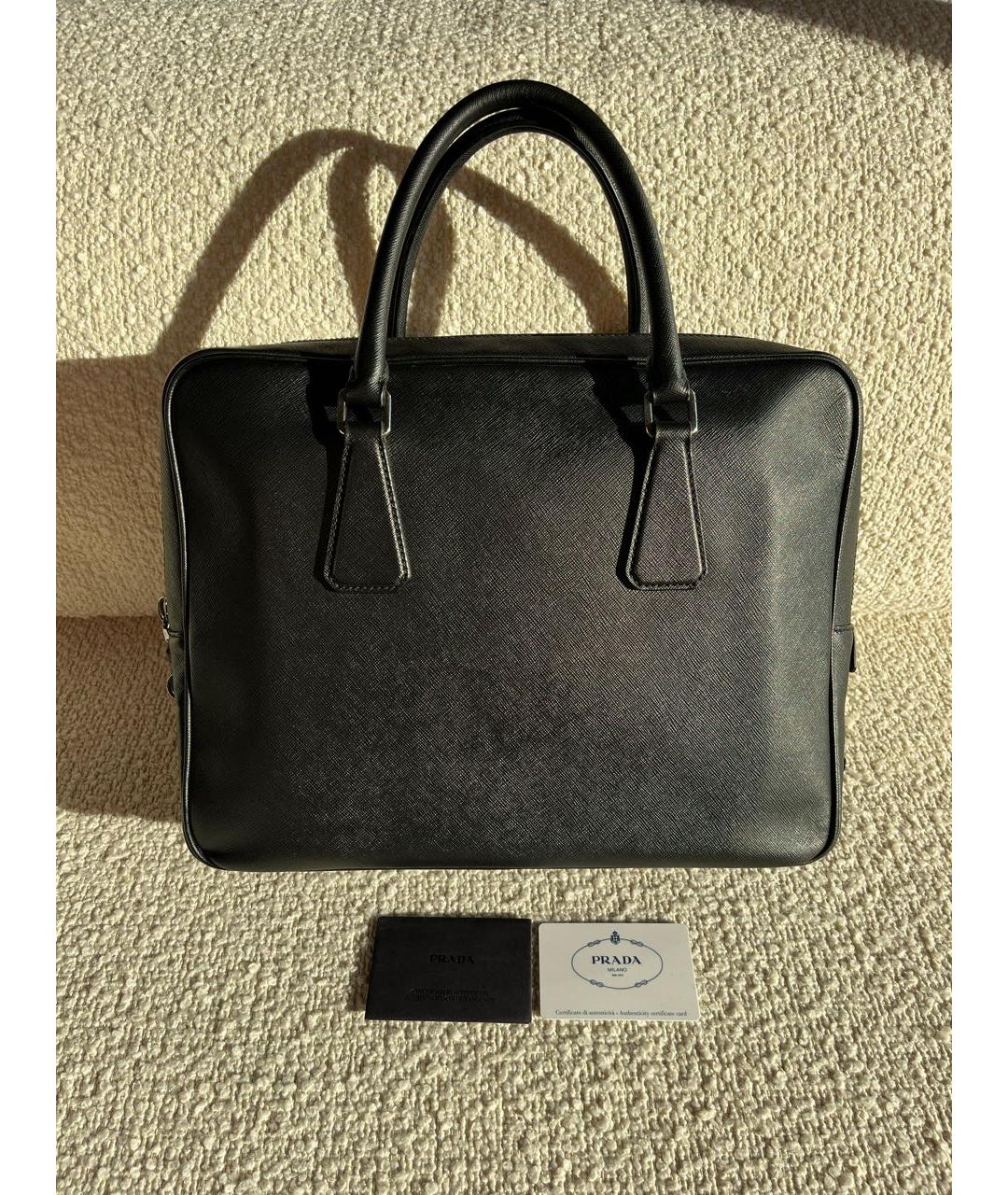 PRADA Черный кожаный портфель, фото 5