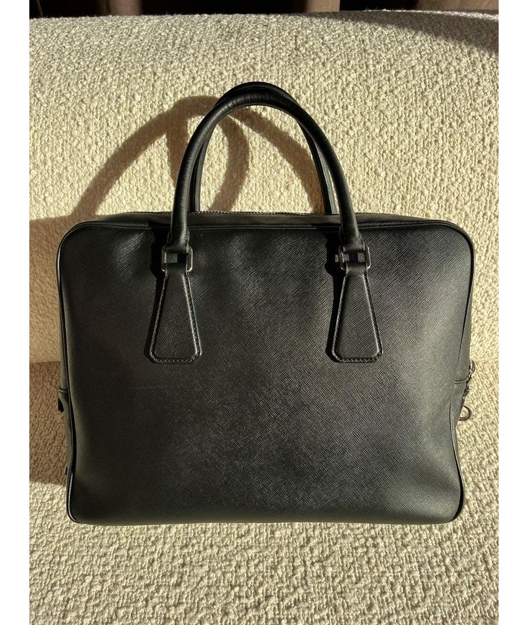 PRADA Черный кожаный портфель, фото 3