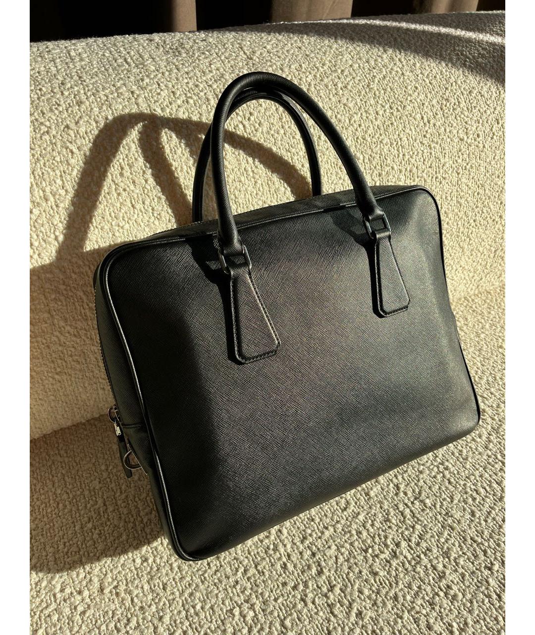 PRADA Черный кожаный портфель, фото 2