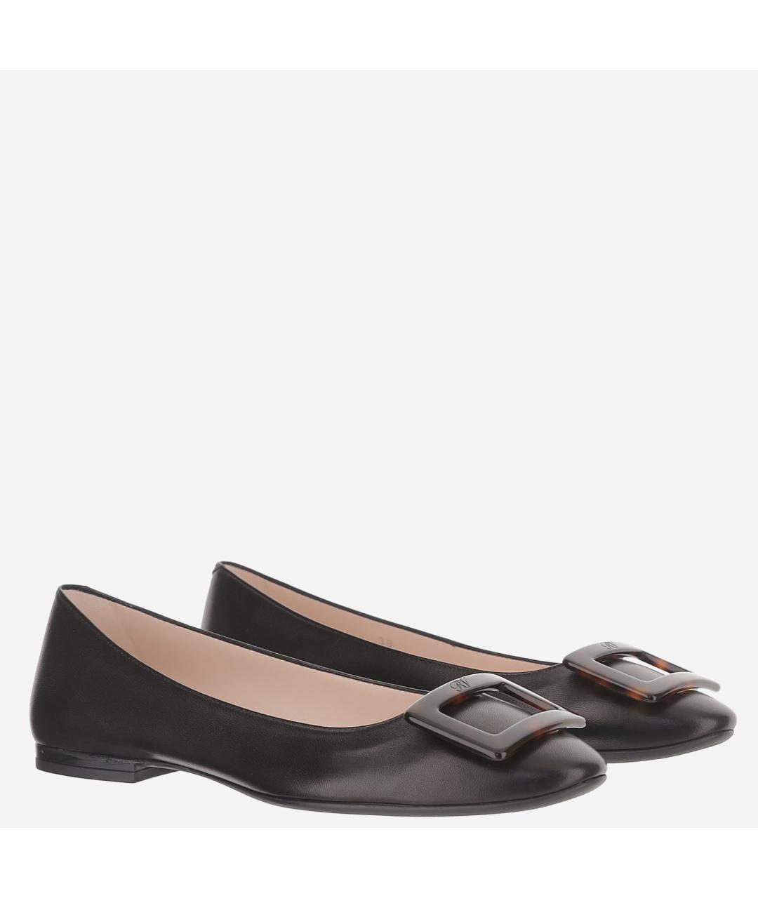 ROGER VIVIER Черные кожаные балетки, фото 2