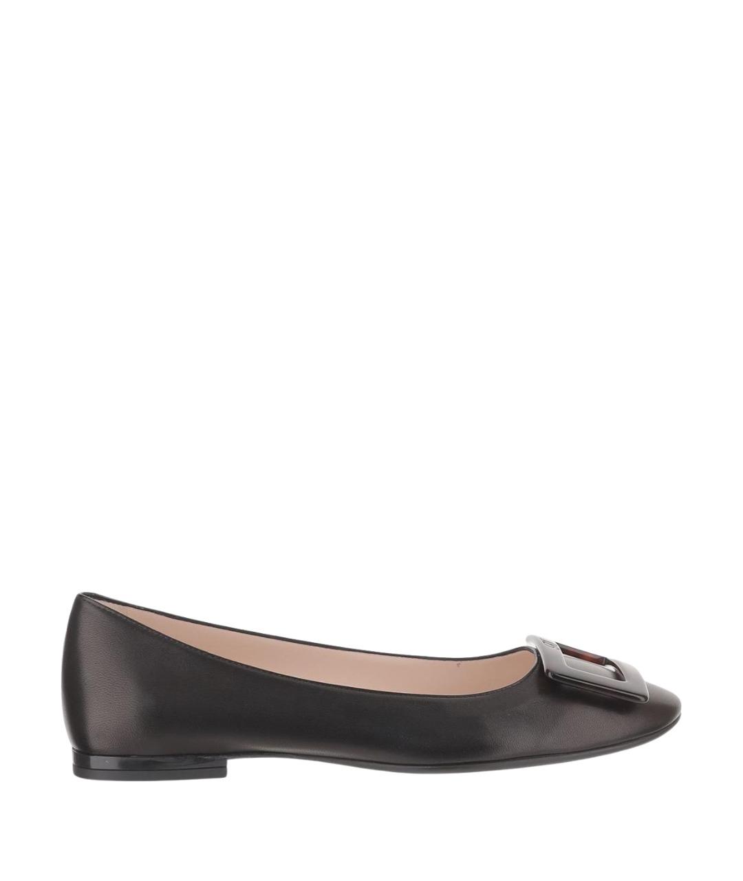 ROGER VIVIER Черные кожаные балетки, фото 1