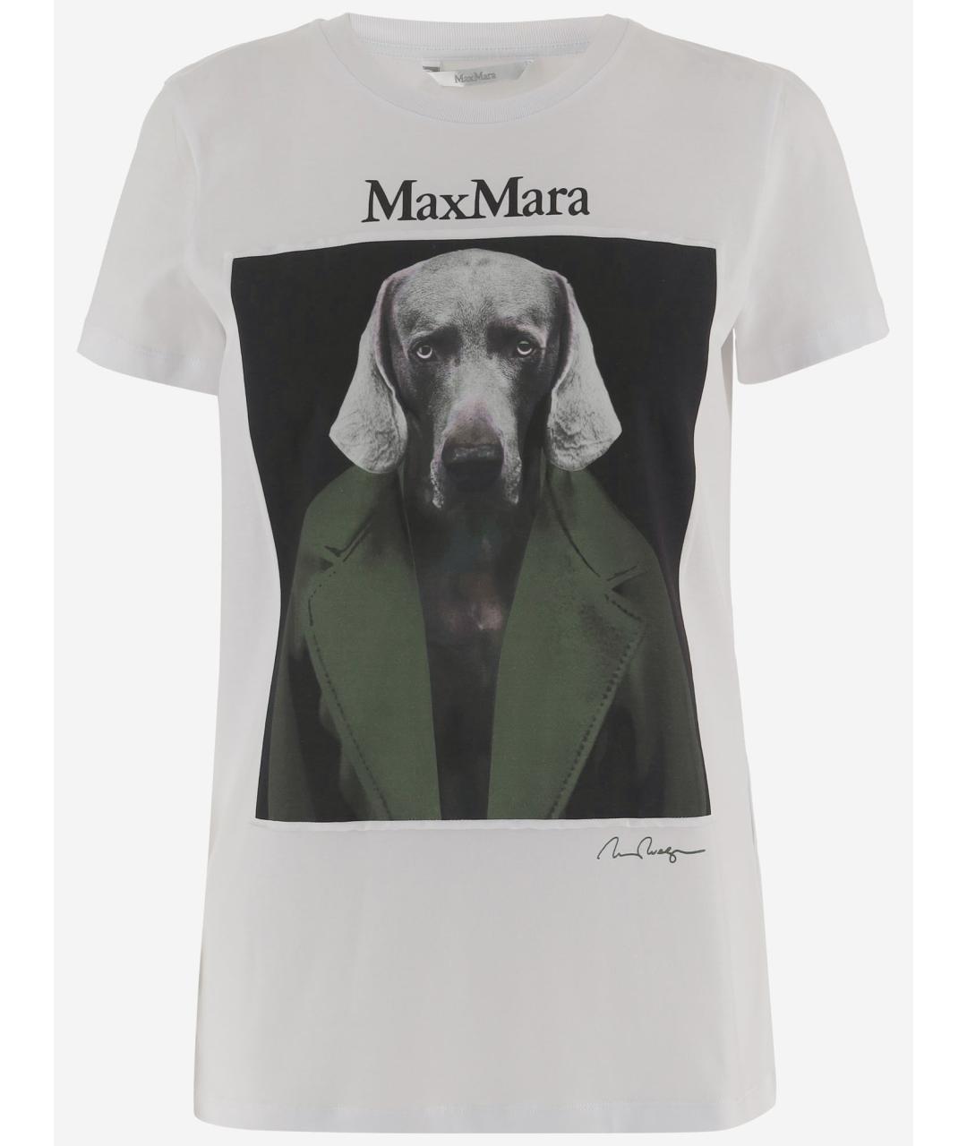 MAX MARA Белая хлопковая футболка, фото 4