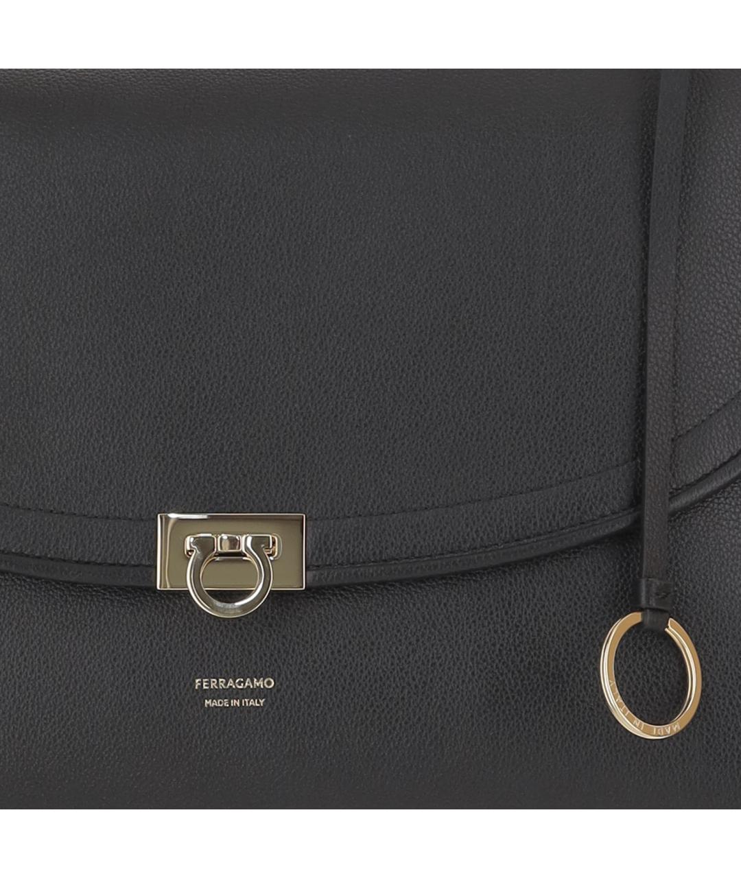 FERRAGAMO Черная кожаная сумка через плечо, фото 5