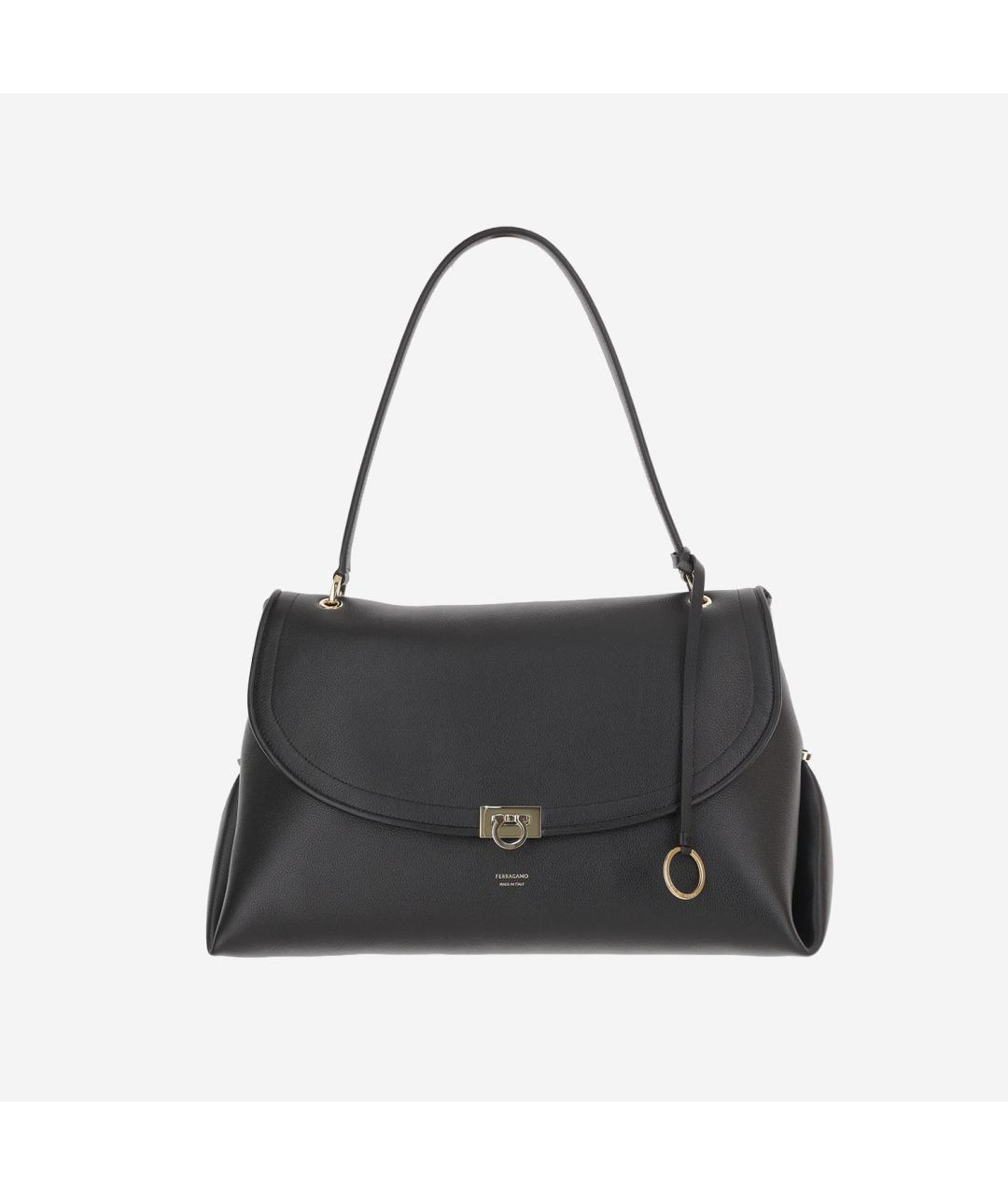 FERRAGAMO Черная кожаная сумка через плечо, фото 6