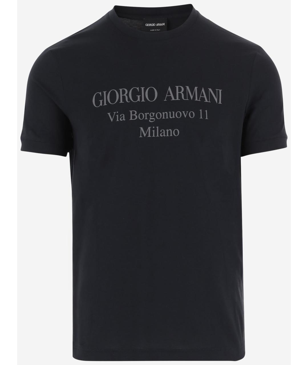 GIORGIO ARMANI Черная хлопковая футболка, фото 4