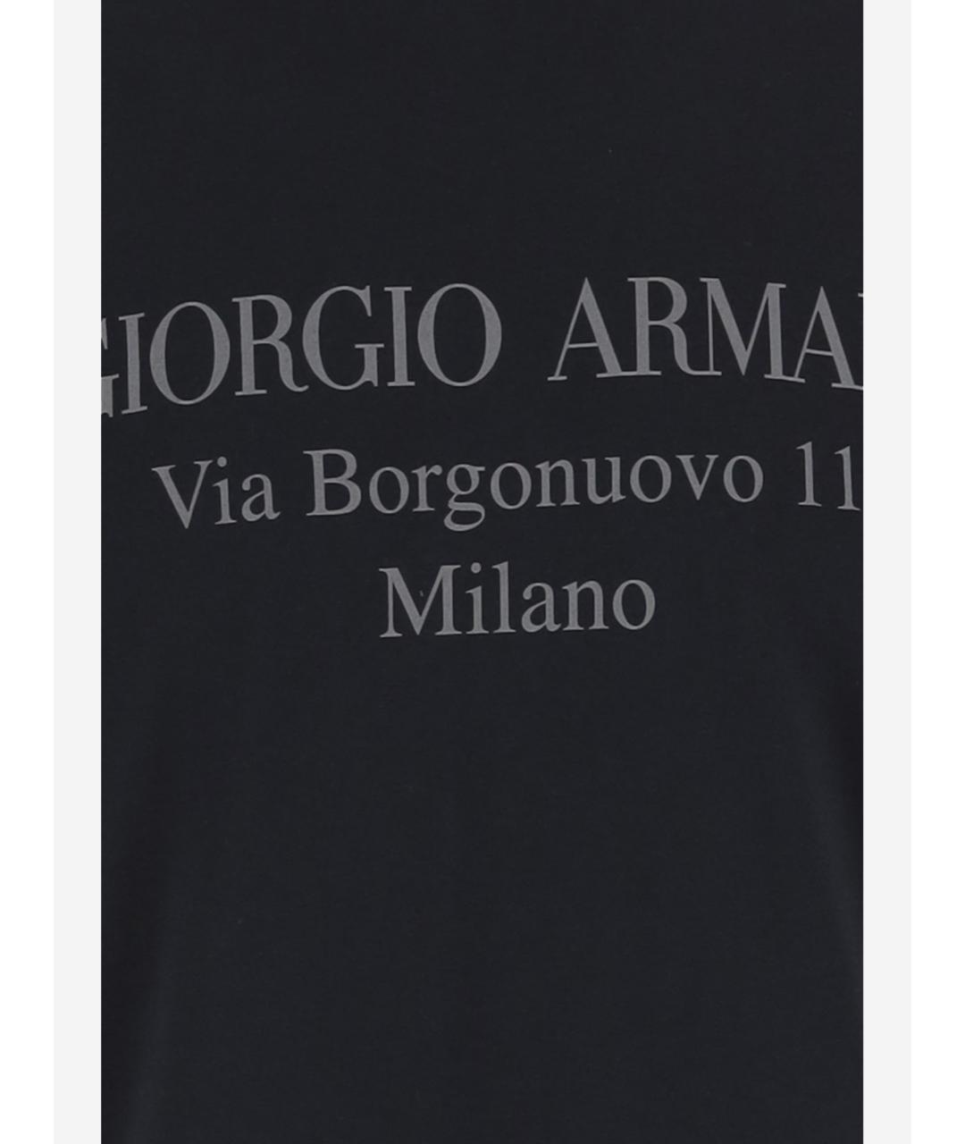 GIORGIO ARMANI Черная хлопковая футболка, фото 3