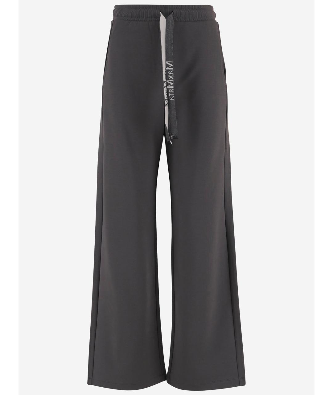 'S MAX MARA Серые хлопковые прямые брюки, фото 4
