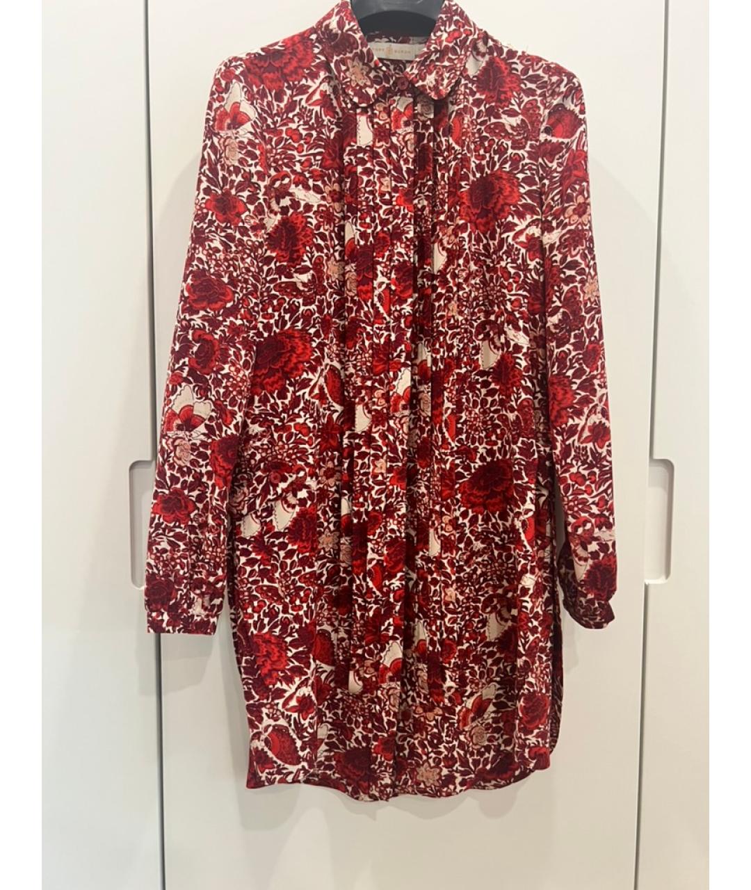 TORY BURCH Красное шелковое повседневное платье, фото 4