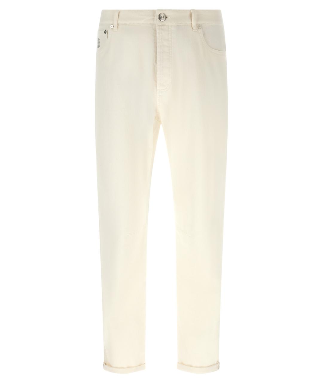 BRUNELLO CUCINELLI Белые хлопковые прямые джинсы, фото 1
