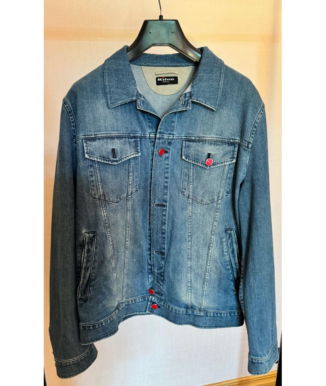 KITON Синяя хлопковая куртка, фото 8