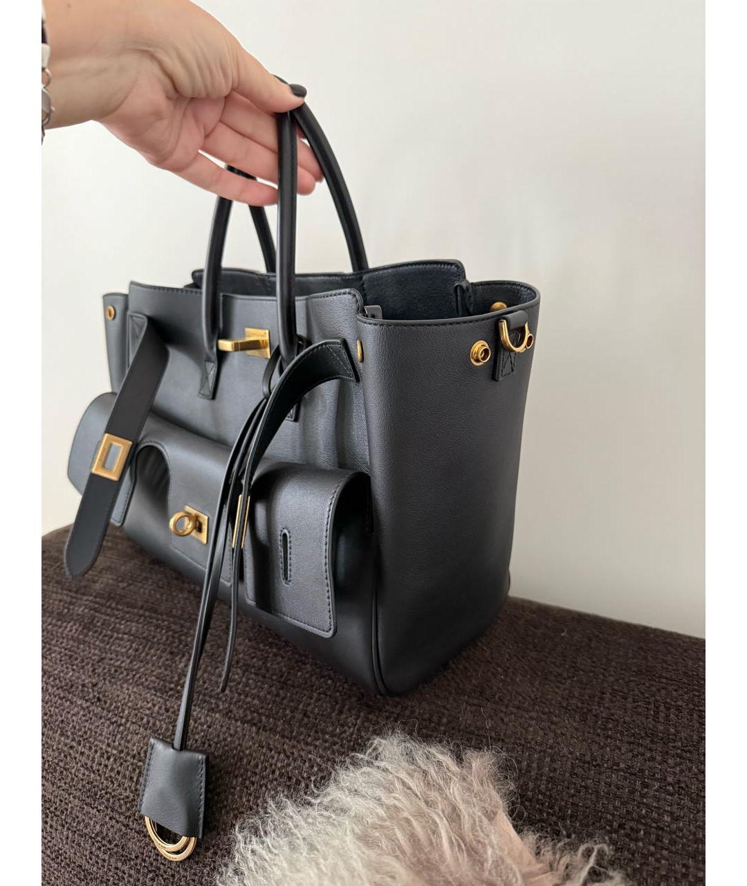 BALENCIAGA Черная кожаная сумка тоут, фото 5