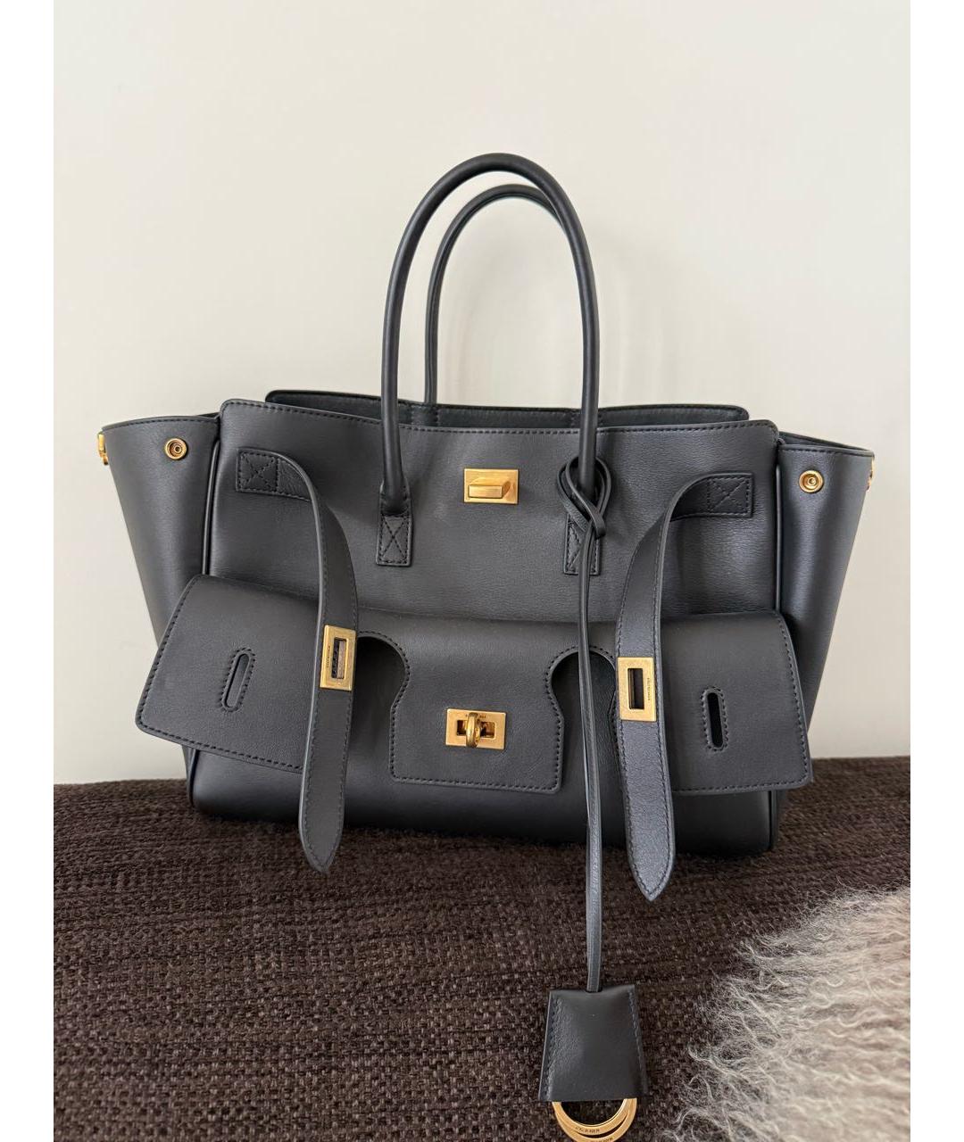 BALENCIAGA Черная кожаная сумка тоут, фото 8