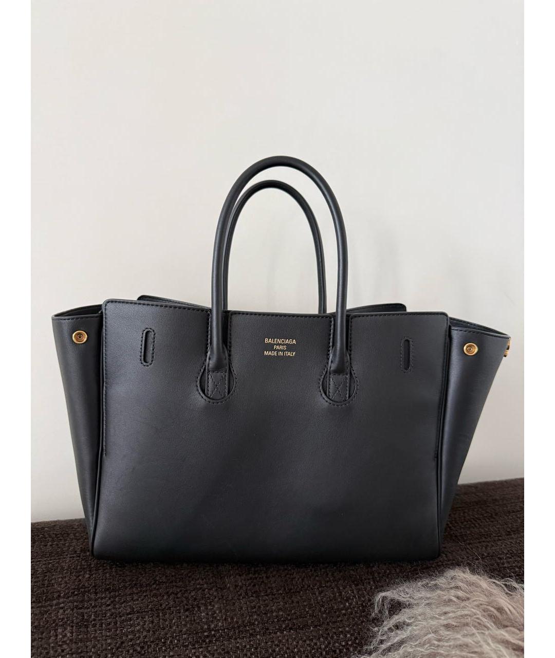 BALENCIAGA Черная кожаная сумка тоут, фото 4