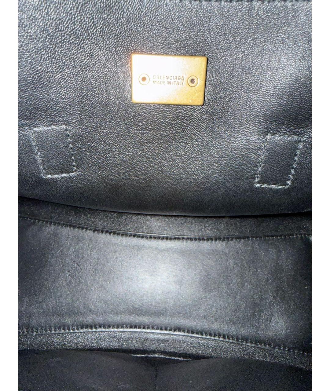 BALENCIAGA Черная кожаная сумка тоут, фото 2