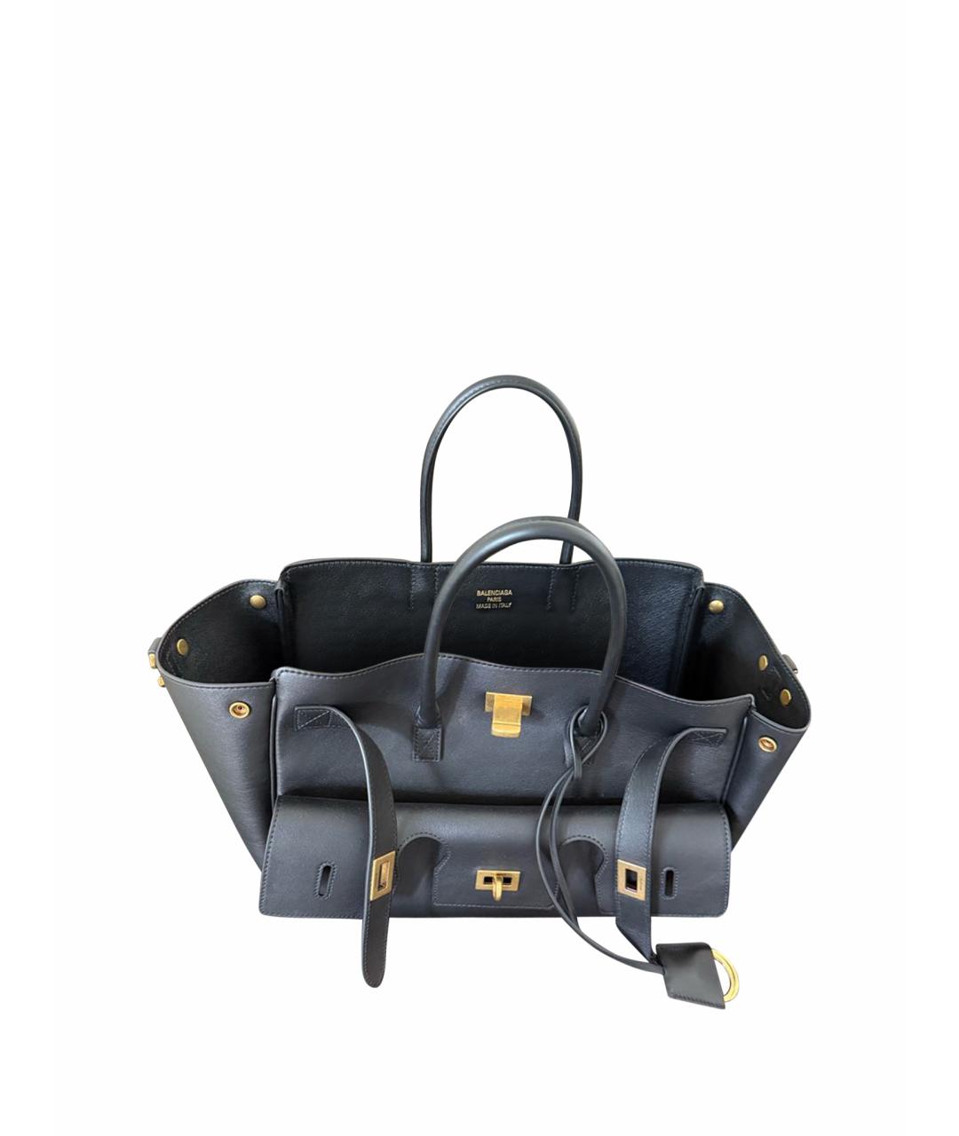 BALENCIAGA Черная кожаная сумка тоут, фото 1
