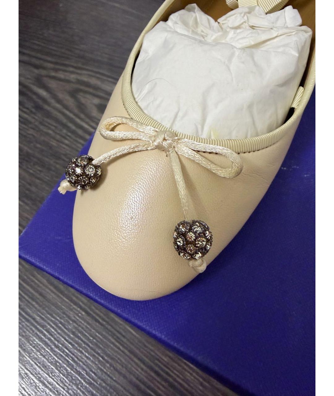 AQUAZZURA Бежевые кожаные балетки, фото 7
