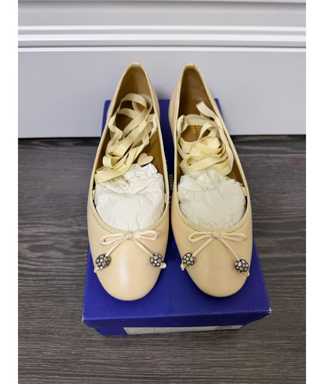 AQUAZZURA Бежевые кожаные балетки, фото 2